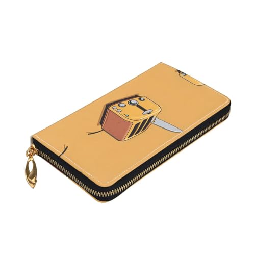 (Cute Crying Chainsaw) Print Women's Long Wallet Clutch with Zipper Multiple Card Slots Coin Pocket Elegant Ladies Purse3