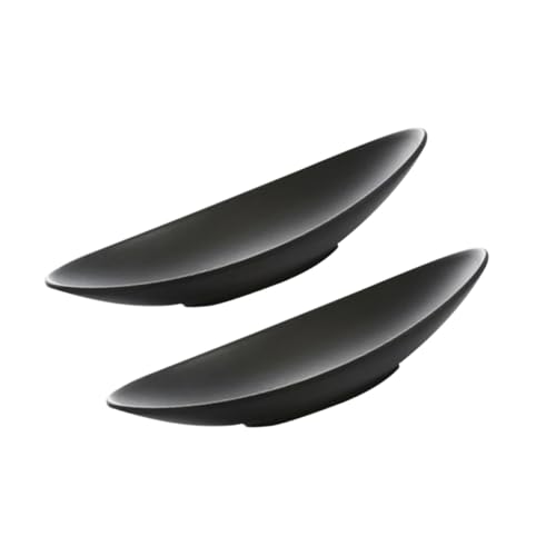 Wakauto 2pcs Boat Style Sushi Tray Elegant Sashimi Serving Dish for Restaurant and Home Use Heat Resistant Cuisine Plate for Snacks and Desserts Black