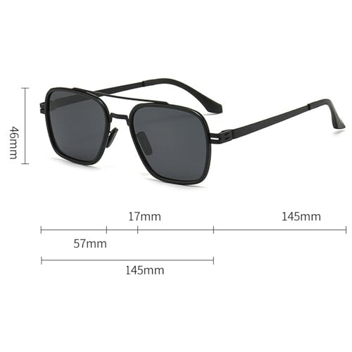 Polarized Sunglasses Men Retro Metal Square Sun Glasses for Male Double Bridge Driving Green Black Sunglasses UV4003