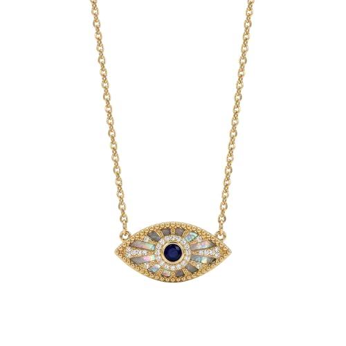 MEVECCO Evil Eye Choker Necklace for Women 18k Gold Plated Black Shell Zircon Evil Eye Protection Spike Charm Pendant Necklace Hypoallergenic Handmade Lucky Jewelry for Her Gifts
