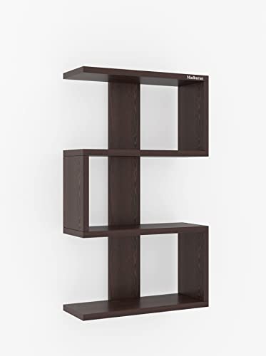 Image of Madhuran Nexo Engineered Wood Wall Mounted Books Storage Shelf Racks Stands (Wenge Finish) Living Room Library Home Decor Organiser Items Decorative Bookends