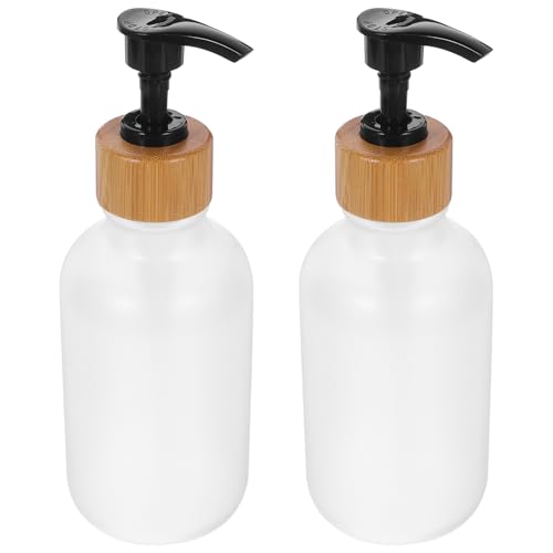 Beavorty 2 Piezas Botella De Limpieza Esmerilada Automático Líquido Rellenar Bomba Sulfato Neblina Botella De Champú Botellas Rociar Mini Botella De Spray Recargable Dispensador Madera