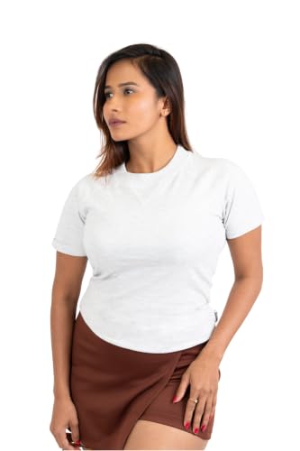 Image of Women French Terry Raglan Crew Neck | 100% Cotton Stylish Casual Comfortable Regular Fit Solid Half Sleeves Round Neck T-Shirt for Women