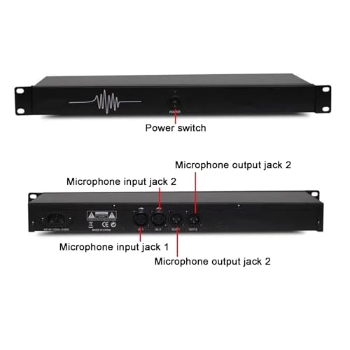 Procesador de audio antiultrasonido 2 entradas y 2 salidas, supresor profesional de retroalimentación para micrófono, activación automática antiultrasonido, aumento de transmisión de sonido de 5 a 14 dB, para escenarios y presentaciones miniatura 3