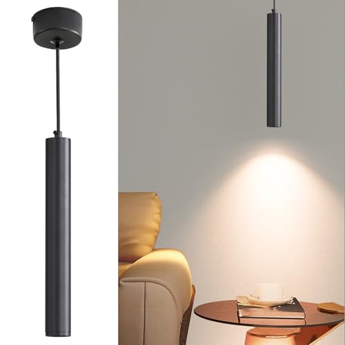 Image of Mikeru Modern Cylinder Pendant Light, 3 Colour Temperature 3000k/4500k/6500k, Height Adjustable 1.4M for Kitchen Island, Bar, Living Room, Dining Room, 1 Pack