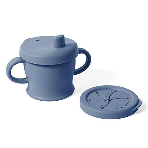Image of haakaa Silicone Sip-N-Snack Cup, Toddlers Sippy Cup & Snack Container 2-in-1, BPA Free Food Grade Silicone Cup for Baby 6 Month+, 9 Ounce (Blue)