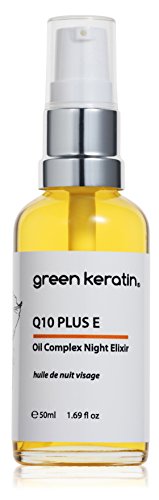 Green Keratin CoQ10 y Vitamina E Aceite Facial de Noche || Rosa Mosqueta, Argan, Kukui, Squalane de Oliva, Neroli Aceite Facial de Noche || 50 ml