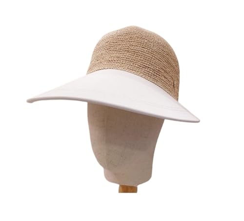 Chapeau de soleil en paille patchwork à large bord et style équestre élégant