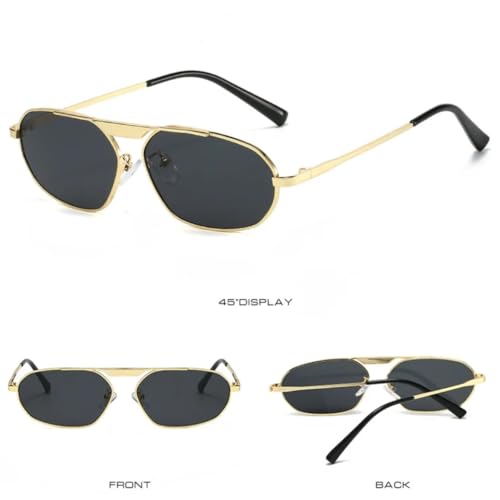 Lunettes de soleil œil de chat rétro avec monture métallique polygonale durable