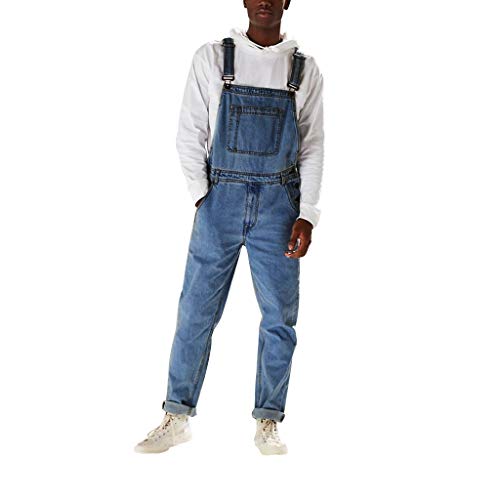 Salopette Homme en Denim POPLY Salopette de Travail Homme Pantalons de Sécurité Cargo Pants Homme Pantalon des Combinaisons Pantalon Peintre Salopette Denim Cotte à Bretelles