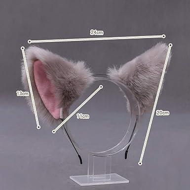 Hehglng White Cute Cat Ears Headband Long Fur Fox Ears Cosplay Headband with Bells Headwear Hairband for Party Costume Halloween Hairhoop Hats and Caps - Image 3