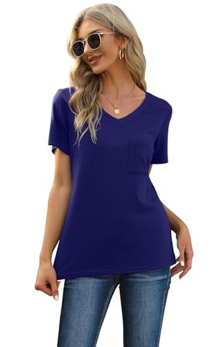 Image of RUBZOOF Women's Short Sleeve Pajama Sets with Pockets Casual V Neck 2 Piece Lounge Sets S-3XL