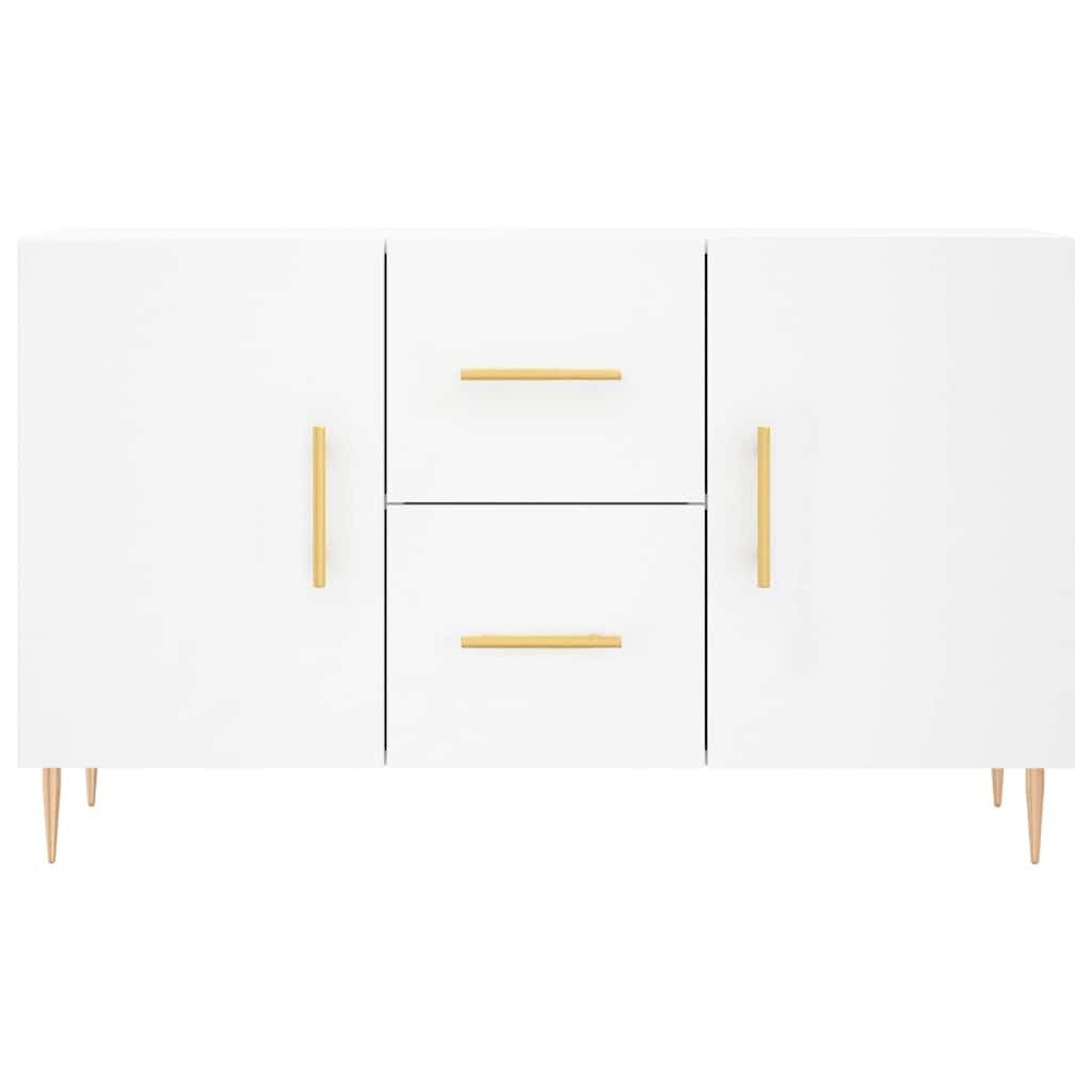 Buffet Blanc 100x36x60 cm, Meuble de Rangement Salon, Enfilade Moderne en Bois d'Ingénierie avec Pieds en Métal et Portes, Bahut Bas pour Cuisine, Séjour ou Couloir