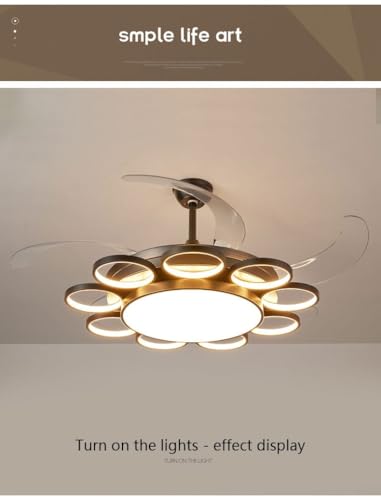 Image of Glowave 9+1 Rings Light Chandelier Fan 52 Inch Black Retractable Blades Remote Control - Tricolour | Warm White, White, Natural White | (FI7775BK)