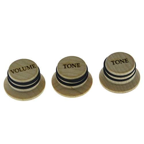 KAISH Maple Wood Knobs LP/Strat Style Volume Tone Top Hat Knobs Bell Knobs for Metric 5.8mm Split Shaft Pots