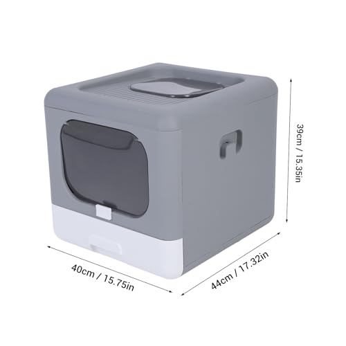 Caixa de Areia para Gatos, Controle Eficaz de Odor, Entrada Superior Anti-respingos, Grande Caixa de