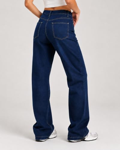 Image of GRECIILOOKS Embroidery Jeans for Women| Women's Summer Wide Leg Denim Jeans | High Waist Straight Fit Casual Pants for Office, Vacation & Everyday Wear