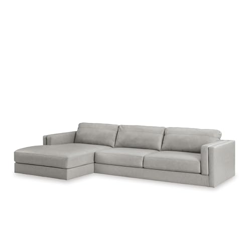 Signature Design by Ashley Amiata Contemporary Leather Match 2-Piece Sectional with Chaise, Light Gray