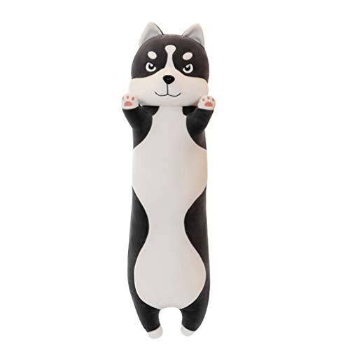 YQkasj 抱きまくら いぬ縫い包み 可愛い もこもこ 灰色 添い寝 抱き枕 犬おもちゃ 柔らかい 多機能 横向き寝 洗える 癒し系 デスク/昼寝まくら プレゼント かわいい ふわふわ 150cm 特大 グレー 80cm 用 ふわふわ 誕生日 ギフト