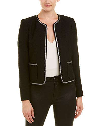 Rebecca Taylor Women's Stretch Tweed Embroidered Jacket, Black Combo, 6