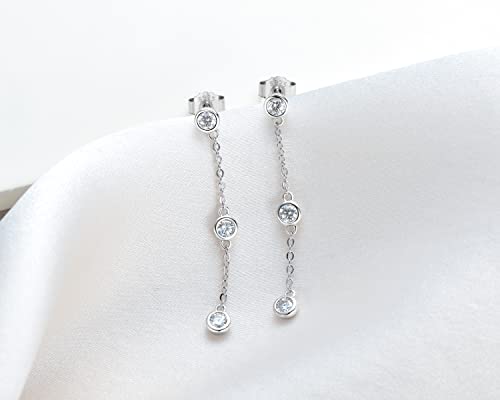 Sterling Silver Drop Dangle Earrings For Women Moissanite Diamond Earring Hypoallergenic Piercing Earring Anniversary Birthday Graduation Christmas Gifts For Her Women Wife Girlfriend #TOP1