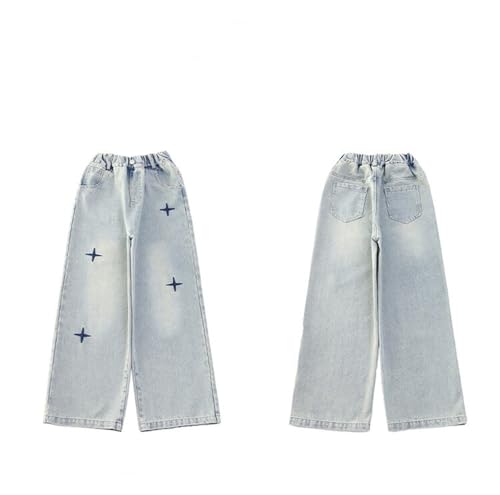 Trendy Girls Jeans Baggy Jeans for Girls 10-12 Wide Leg Denim Pants with Embroidered Elastic Waistband Trousers3
