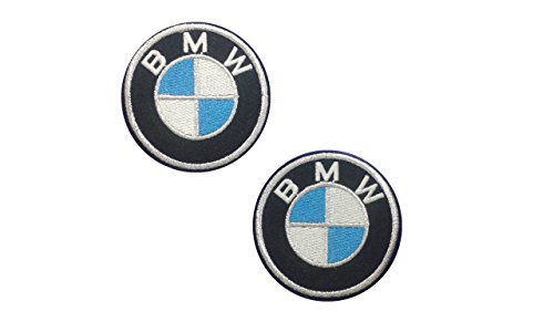 2 pieces BMW Iron On Patch Embroidered Grand Prix Motif Applique F1 Formula One Race Sports Car Decal dia. 2.4 inches (6 cm)