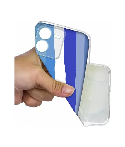 Image of Blue Stripes Rainbow Printed Silicon Soft TPU Back Case Cover for iQOO Z9 5G