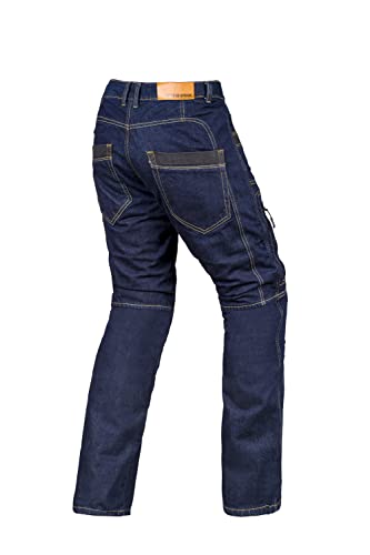 Wicked Stock Men Motorcycle Pants-Dirt Bike Motocross Jeans-Dual Sport Ce Armor Reinforced Aramid Adventure Touring Pants Dark Blue #TOP2