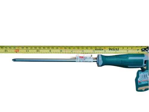 Tournevis Phillips TOTAL PH3 X 200mm - Pointe Aimantée, Acier S2, Manche Bleu Confortable