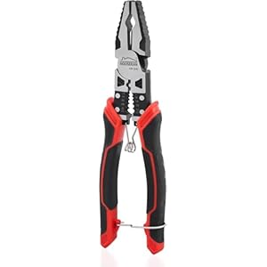 Linemans Pliers, HOUSERAN Combination Pliers with Wire Stripper and Crimper, 8.3 Inch Lineman Plier, Spring Loaded with Safety Lock, 5-in-1 Linesman Pliers for Cutting, Crimping, Stripping