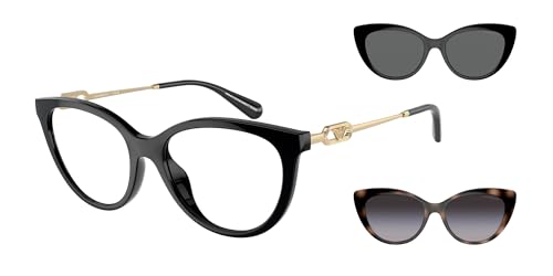 Emporio Armani Men's EA4211 Prescription Eyewear Frames with Two Interchangeable Sun Clip-Ons Round