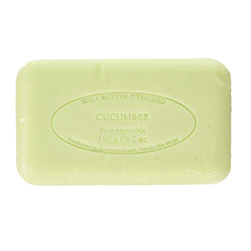 Image of Pre de Provence Artisanal Soap Bar, Natural French Skincare, Enriched with Organic Shea Butter, Quad Milled for Rich, Smooth & Moisturizing Lather, Cucumber, 5.3 Ounce