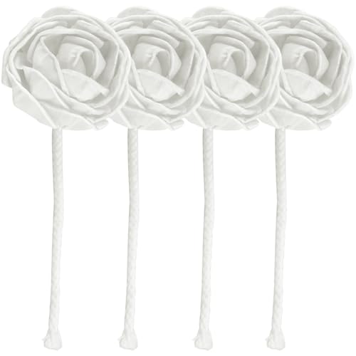 DOERDO 4Pcs Flowers Diffuser Essential Oil Aroma Diffuser Stick with Rope for Home Office, White, 2.8x6.7 Inch