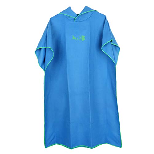 IPOTCH Unisex Mujeres Hombres Beach Bath Swimming Surf Poncho Robe con Capucha Toalla - Absorbente de Agua y Secado Rápido - Azul