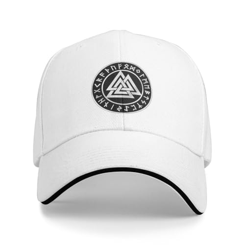 Casquette de baseball Odin Valknut blanche avec broderie symbole viking unique