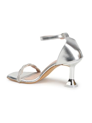 Image of Carlton London Women Comfortable Elegant Stiletto Heel Square Toe Ankel Loop fashion Sandal for Party,Wedding and Casual Use