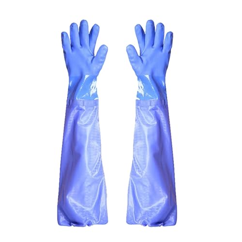 WENYOG Guante de Goma 1 par de Guantes Largos de Goma Impermeables de PVC for Pesca Industrial y agrícola, Guantes de Limpieza Reutilizables de Manga Larga