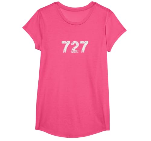 727 Area Code t-Shirt for Pinellas County Florida T-Shirt, Girls, Pink Heather, Large