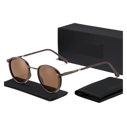 Lunettes de soleil polarisées anti-éblouissement rondes punk pour les vacances