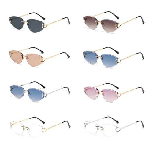 Lunettes de soleil œil de chat monture métallique tendance été unisexe