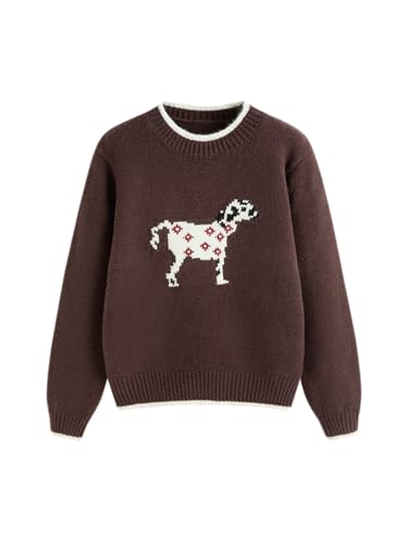 Image of CIDER Women's Fall Sweaters Long Sleeve Cute Sweaters Bear Graphic Crewneck Soft Knit Casual Cropped Pullover