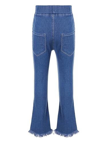 Kids Girls Skinny Cute Bootcut Jeans Elastic Waist Blue Flare Bell Bottom Denim Pants Casual Wear2