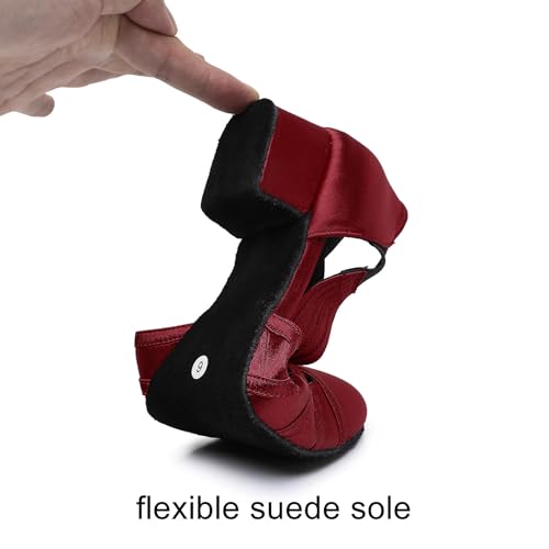 Image of Women Swing Latin Ballroom Salsa Dance Shoes (Closed Toe, Suede Sole) YT12