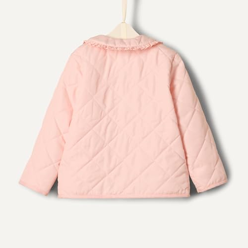 Image of Amazon Essentials x Sofia Grainge Toddler and Baby Girls' Midweight Quilted Field Jacket with Ruffle