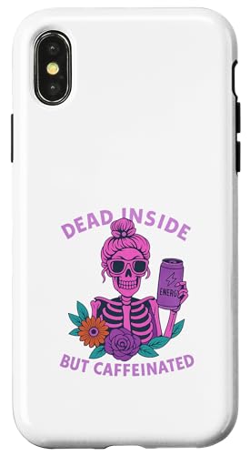 Dead Inside But Caffeinated Skeleton コーヒー エナジードリンク スマホケース iPhone X/XS 用