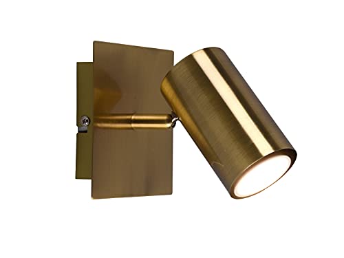 Faretto da parete a LED in ottone anticato, 1 lampadina, girevole e orientabile