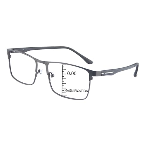 ProEyes Fornax,Progressive Multifocal Blue Light Blocking Lightweight Readers, Anti-Reflective Resin Lens, 0 Power on Top Lens (Gun, 3.00 x)