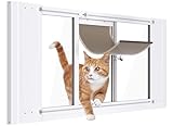 Cat Door for Window,Adjustable to Fits 27.5"-33" Width Sliding Windows,Aluminum Frame Window Cat Door Insert,Magnetic Close Cat Window Door,Quick Install Window Pet Door for Cats & Small Dogs