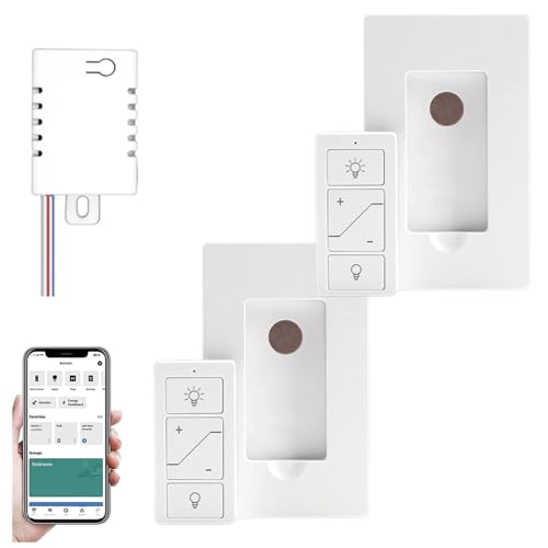 Nexete Wireless Dimmer Switch 1 Receiver and 2 Remotes Kit Wireless Dimming Remote Control Bluetooth Work with Amazon Alexa Only Voice Control Fixture for Ceiling Lights Lamps